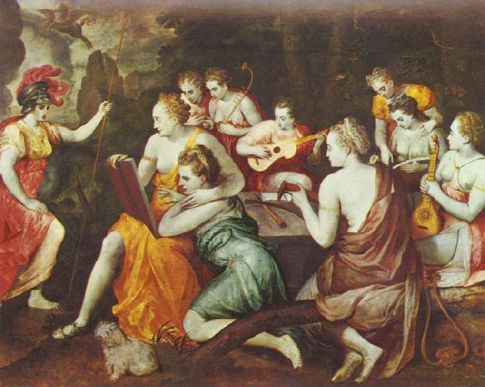 FLORIS, Frans Athene bei den Musen oil painting image